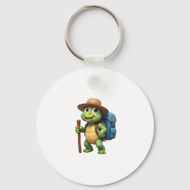 Funny Turtle Hiking Graphic Camping Lover Adventur Key Ring (Front)
