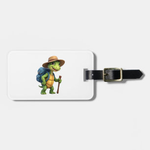 Funny Turtle Hiking Graphic Camping Lover Adventur Luggage Tag