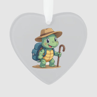 Funny Turtle Hiking Graphic Camping Lover Adventur Ornament