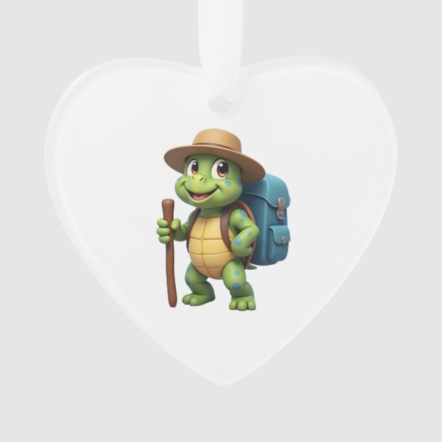 Funny Turtle Hiking Graphic Camping Lover Adventur Ornament (Front)