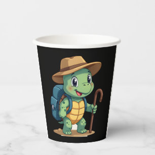 Funny Turtle Hiking Graphic Camping Lover Adventur Paper Cups
