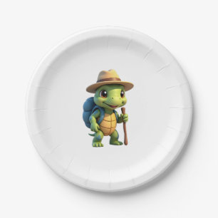 Funny Turtle Hiking Graphic Camping Lover Adventur Paper Plate