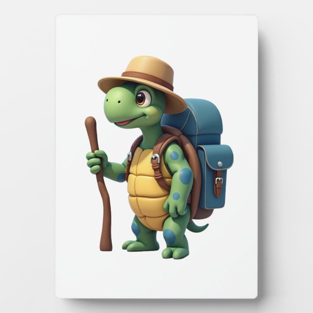 Funny Turtle Hiking Graphic Camping Lover Adventur Plaque (Front)