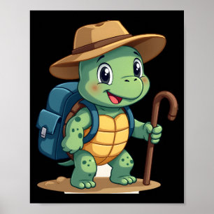 Funny Turtle Hiking Graphic Camping Lover Adventur Poster