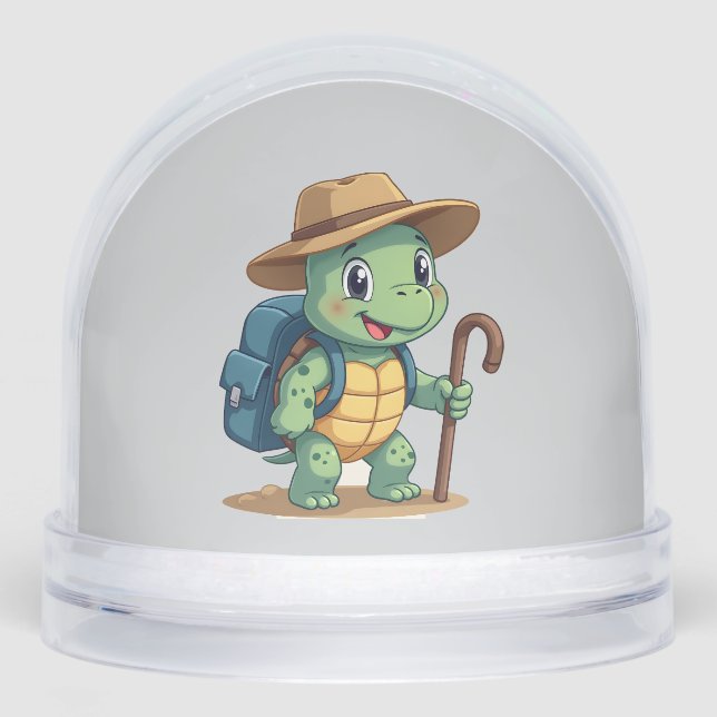 Funny Turtle Hiking Graphic Camping Lover Adventur Snowglobe (Front)
