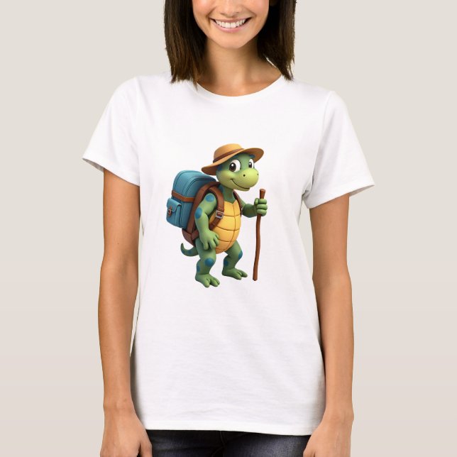 Funny Turtle Hiking Graphic Camping Lover Adventur T-Shirt (Front)