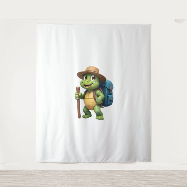 Funny Turtle Hiking Graphic Camping Lover Adventur Tapestry (Front)