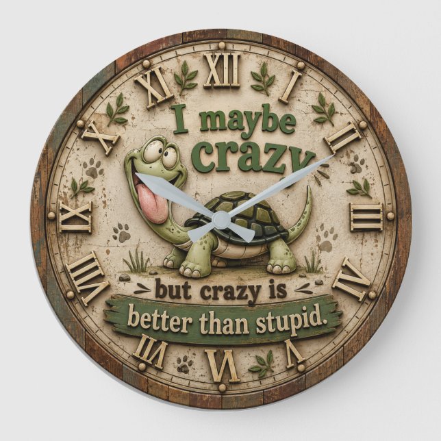 Funny Turtle Large Clock (Front)