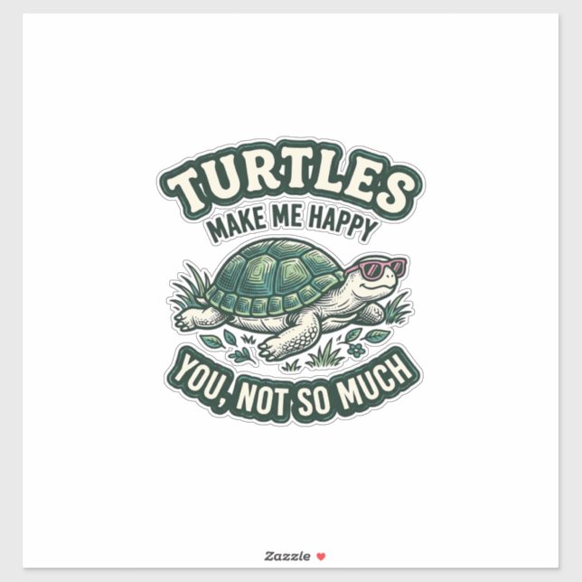 Funny Turtle Make Me Happy Vintage  (Sheet)