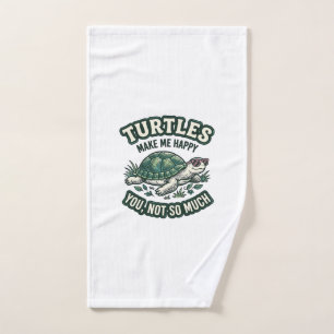 Funny Turtle Make Me Happy Vintage  Hand Towel