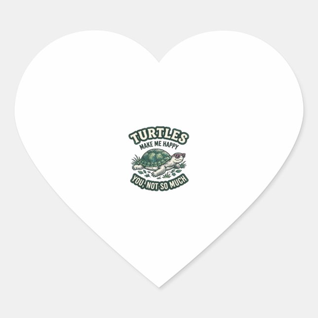 Funny Turtle Make Me Happy Vintage  Heart Sticker (Front)