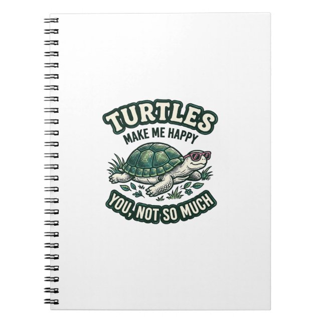 Funny Turtle Make Me Happy Vintage  Notebook (Front)