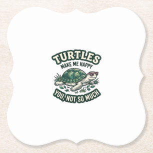 Funny Turtle Make Me Happy Vintage Paper Coaster