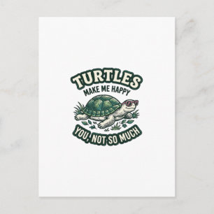 Funny Turtle Make Me Happy Vintage Postcard