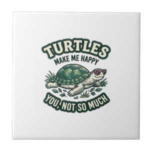 Funny Turtle Make Me Happy Vintage Tile