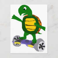 Funny Turtle on Hoverboard Original Art