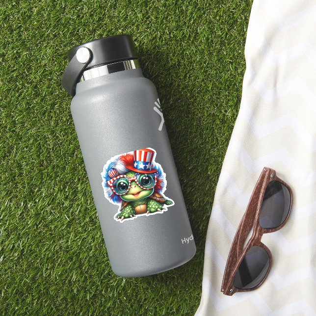 Funny Turtle Patriotic USA Flag Sunglass (HydroFlask Insitu)