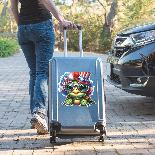Funny Turtle Patriotic USA Flag Sunglass (Suitcase Insitu)
