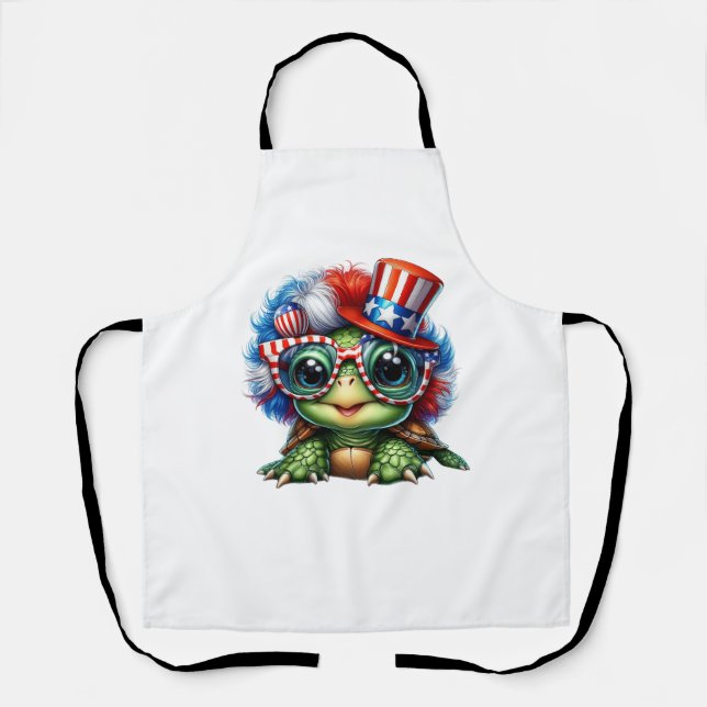 Funny Turtle Patriotic USA Flag Sunglass Apron (Front)