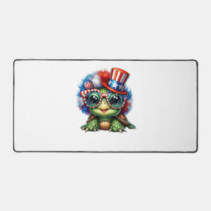 Funny Turtle Patriotic USA Flag Sunglass Desk Mat