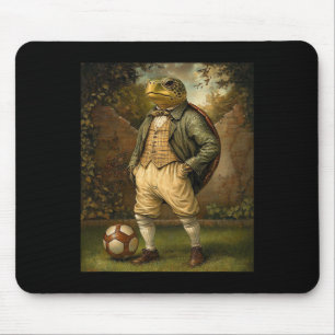 Funny Turtle Playing Soccer Graphic Weird Turtle Mouse Pad