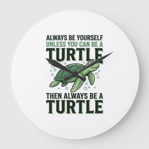Funny Turtle Quote Vintage Engraving Design_1 Large Clock