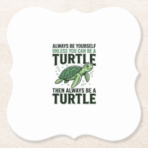 Funny Turtle Quote Vintage Engraving Design_1 Paper Coaster