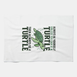 Funny Turtle Quote Vintage Engraving Design_1 Tea Towel