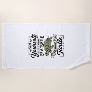 Funny Turtle Quote Vintage Engraving Design (2)_1 Beach Towel