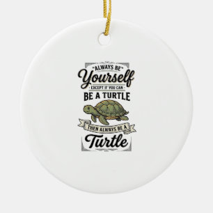 Funny Turtle Quote Vintage Engraving Design (2)_1 Ceramic Tree Decoration