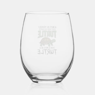 Funny Turtle Quote Vintage Vector Design_1 Stemless Wine Glass