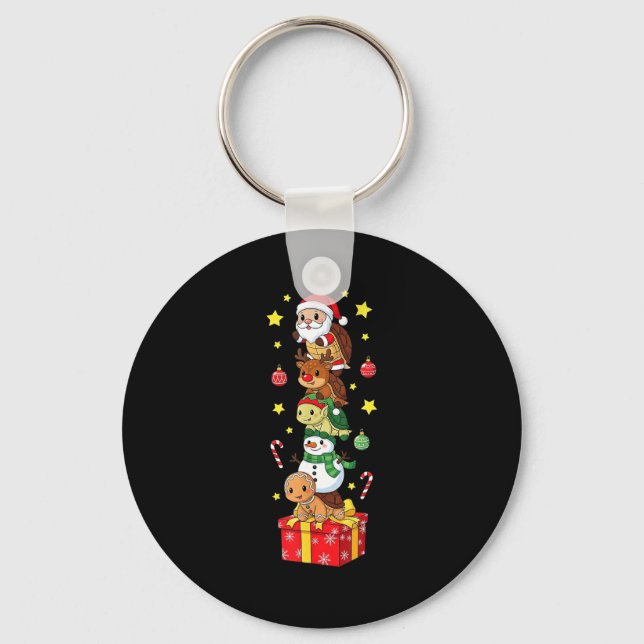 Funny Turtle Santa Elf Snowman Christmas Boys Girl Key Ring (Front)