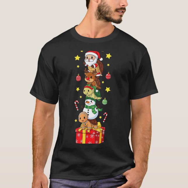 Funny Turtle Santa Elf Snowman Christmas Boys Girl T-Shirt (Front)