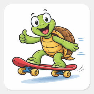 Funny Turtle Skateboard Cartoon Art Sticker