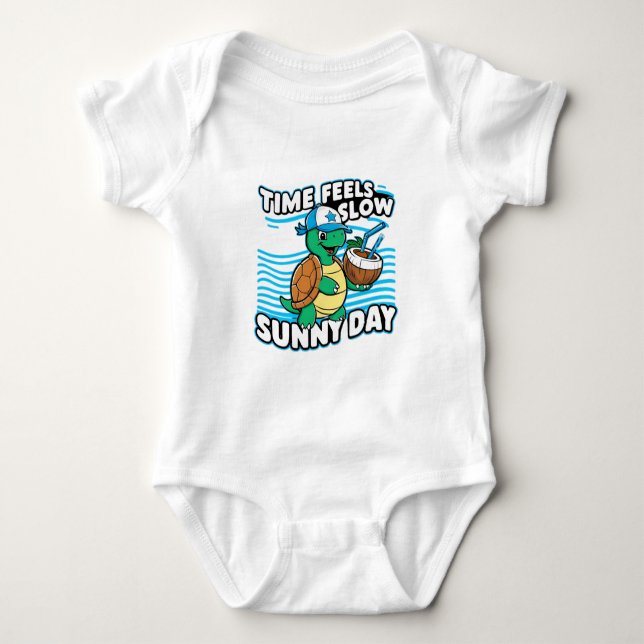 Funny turtle sunny day baby bodysuit (Front)