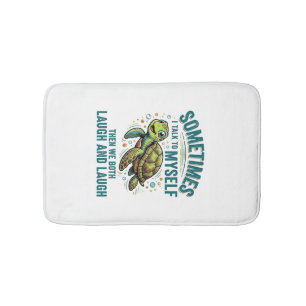 Funny Turtle Talking To Myself Vintage Shirt Desig Bath Mat