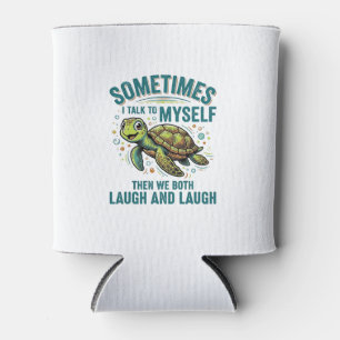 Funny Turtle Talking To Myself Vintage Shirt Desig Can Cooler