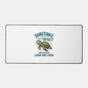 Funny Turtle Talking To Myself Vintage Shirt Desig Desk Mat