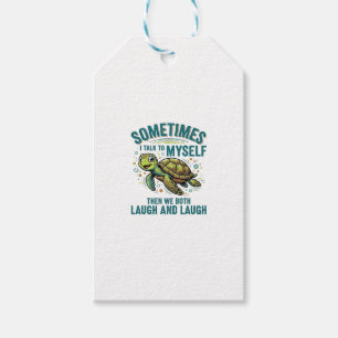 Funny Turtle Talking To Myself Vintage Shirt Desig Gift Tags