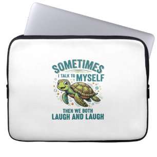 Funny Turtle Talking To Myself Vintage Shirt Desig Laptop Sleeve
