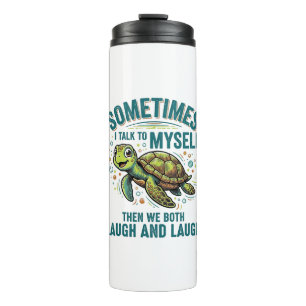 Funny Turtle Talking To Myself Vintage Shirt Desig Thermal Tumbler