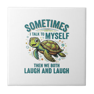 Funny Turtle Talking To Myself Vintage Shirt Desig Tile
