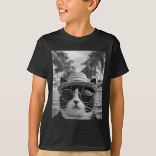 Funny Tuxedo Cat Selfie Cat Summer Vacation T-Shirt