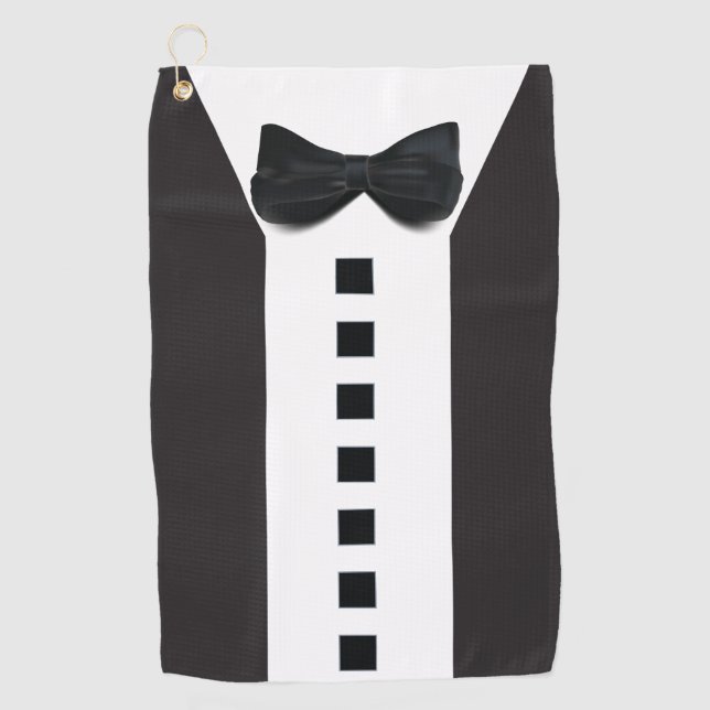 Funny Tuxedo 🎩 Cute Minimalist Elegance Golf Towel (Front)