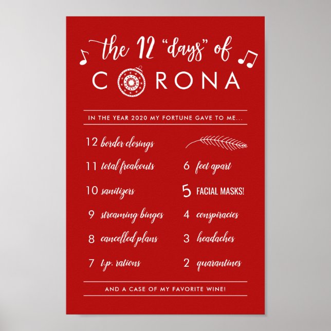 Funny Twelve Days of Corona | Christmas Holiday Poster (Front)