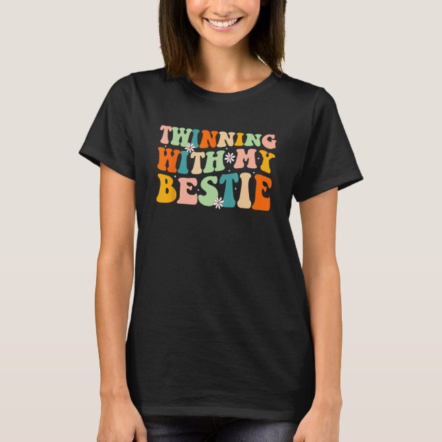 Funny Twin Matching Twins Day Friend Twinning With T-Shirt (Front)
