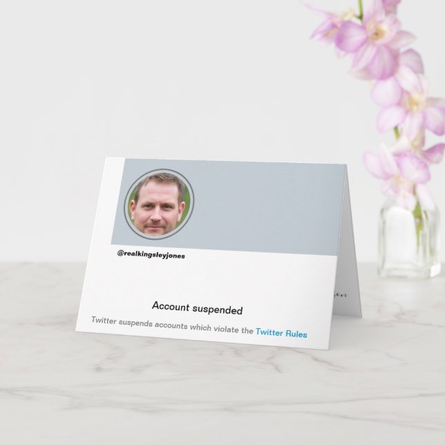 Funny Twitter Ban Humour Joke Birthday Card  (Orchid)