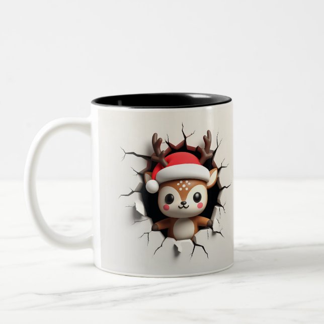 Funny Two-Sided Reindeer Christmas Mug (Left)