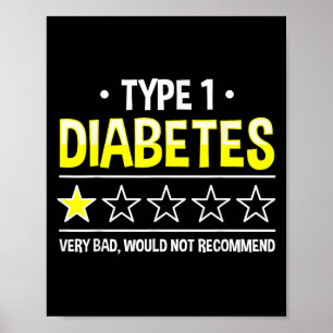 Funny Type 1 Diabetes One Star Humour  Poster
