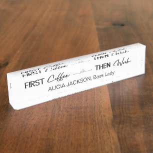 Funny typography black and white home office nameplate